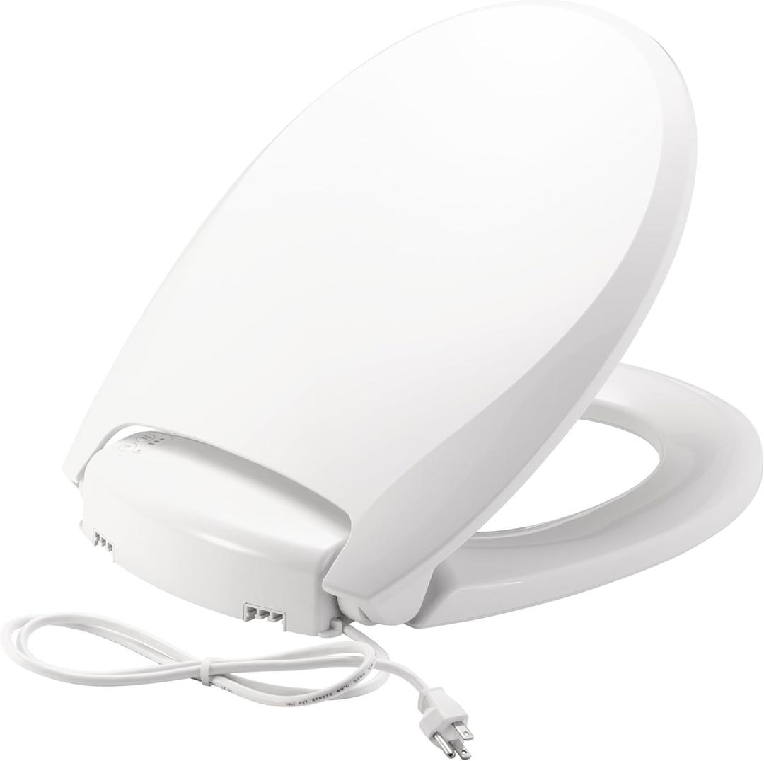 Bemis Radiance Heated Night Light Toilet Seat, Slow Close Adjustable Fit Long Lasting Plastic Seat, Round, White
