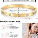 PDWZNBA 18K Gold-Plated Love Friendship Bracelets Trendy Stainless Steel Bangle Jewelry Gifts for Women