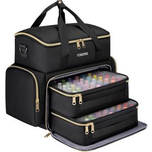 YOREPEK Extra Large Nail Polish Organizer Case Holds 70 to 100+ Bottles (15ml/0.5 fl.oz) UV lamp, Gel Polish Travel Case Bag with 2 Removable Pouches Fits Nail Suppiles, Gifts for Manicurist, Girls