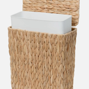 Coeusy 3 Gallon Wicker Trash Can,Small Bathroom Trash Can with Lid,Natural Water Hyacinth Wicker Waste Basket for Bedroom,Toilet,Narrow Garbage Can with Removable Liner