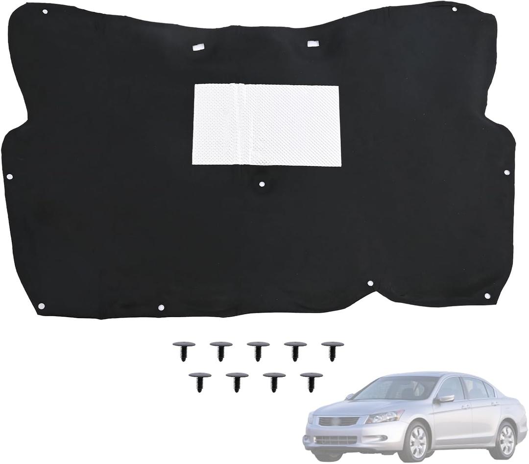 Front Engine Hood Sound Heat Insulation Cotton Pad Fit for Honda Accord G8 2008 2009 2010 2011 2012 2013 Soundproofing Cover Accessories│Hood Liner Shield│Fireproof Rug│with Nine Screws