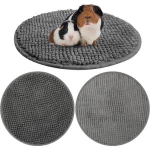 Amylove 4 Pcs Guinea Pig Cage Liner Washable Fleece Pee Pads Pet Dog Cat Bedding Training Mat for Small Animal Guinea Pig Puppy Bunny Hamster(Diameter 12 Inch,Round,Dark Gray)