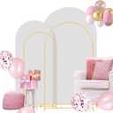 Gawicpy Wedding Arch Backdrop Stand Set Metal Arch Backdrop Stand with Wedding Arch Cover, Wedding Balloon Arch Backdrop Stand for Birthday, Baby Shower, Anniversary (White, 5.9FT+7.2FT)