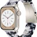 VMORO Resin Bands Compatible with Apple Watch Series 11/10/9/8/7 Band Lightweight Fashion Strap Bracelet with Starlight Buckle for iwatch Series SE/6/5/4/3/2/1 (Black/White, 38/40/41/42mm)