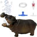Flitsvuur Fish Tank Bubbler Decorations Aquarium Ornament Kit with Air Stone Pump - Hippo Aquarium Decor (9.8ft Tube)