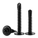 2 x Mellewell #8 x 1 Wafer Head Self Drilling Screws, Self Tapping Screws Sheet Metal Screws, Black Finish Stainless Steel, Pack of 100