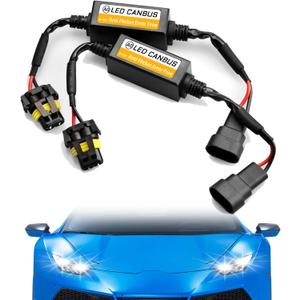 2PCS Car LED Headlight Decoder, 9006/9005 Blinker Resistor Hid LED Conversion Kit Warning Error Decoder Universal Anti Flicker Relay Canceller Capacitor Resistor Harness Adapter9006/9005