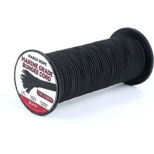 Marine Grade Bungee Cords Heavy Duty Outdoor - 1/8" x 100ft Bungee Cord Roll - 100% Stretch Elastic Cord and Absorbent Bungee Shock Cord for Kayak Deck, Camping, Crafting