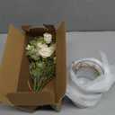 YJ Fake Flowers with Vase, Silk Roses Artificial Flowers in Vase, Faux Flower Plant Arrangement Suitable for Home Office Decoration, Dining Table Centerpiece(White)