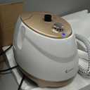 Steamer for Clothes,1800W Standing Garment Steamer 30s Heat-up with Adjustable Stable Double Rod,2-in-1 Flat & Hanging Ironing,Clothes Steamer with 10 Fabric Steam Modes (White gold)