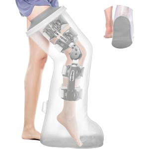 Waterproof Extra Wide Full Leg Cast Cover for Shower after Knee Surgery with Upgrade Non-Slip Bottom, Watertight Cast Protector for Leg Knee Immobilizer/Brace, Bandage Wounds, Walking Boots, Reusable