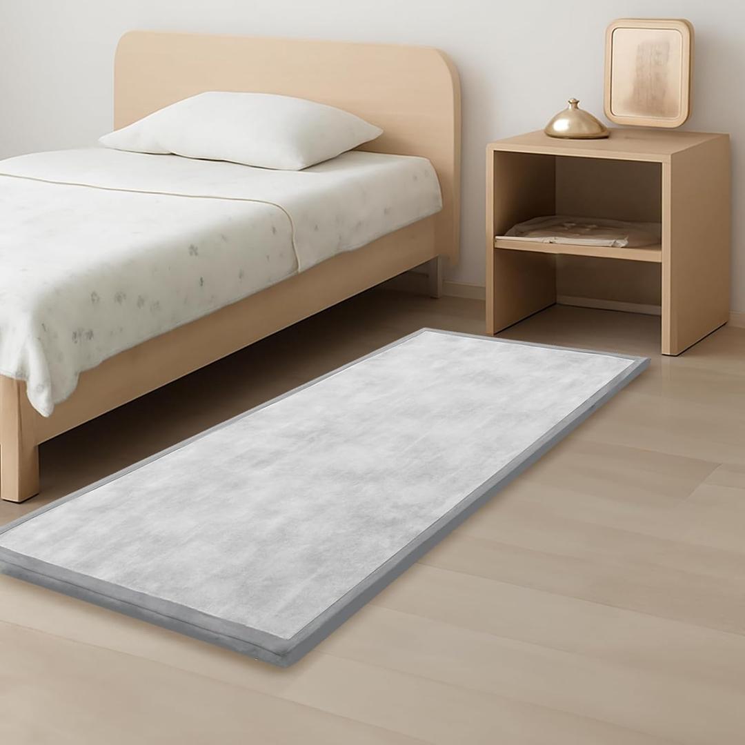 Baby Play Mat for Kids Room,Extra Thick Elasti-Foam Anti-Fall Cushion Mat for Babies,Toddlers,Infants,Water-Repellent&Non-Slip Bedroom Bedside Rugs(Light Grey) (28"72"1.3")