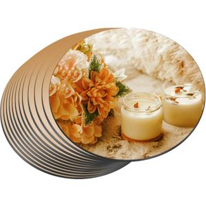 JAMBALAY 12 Round Mirror Centerpieces for Tables, 12PCS Color Glass Mirror Table Centerpieces, Mirror Plates, Mirror Tray for Wedding, Party Centerpieces and Christmas Decorations, Gold