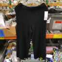 Women's Knit Wide Leg Pants, Cable Pattern, Elastic Waist, Black. Free Size. One Size