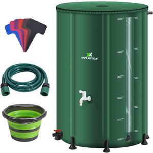 60Gallon Collapsible RainWater Collection Barrel,Water Tank&Reinforced with 2mm Frame Portable Rain Catcher,Includes Quick-Connect Tap&Sprinkler,Heavy Duty 0.6mm PVC for Long-Lasting Use,Green