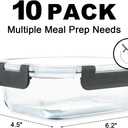 KAMOTA Glass Food Storage Containers, 10 Pack Glass Meal Prep Containers, Airtight Containers with Snap-Lock Lids, 22 oz Grey Container Set with Lids, for Microwave/Oven/Freezer/Dishwasher