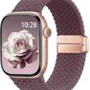 Braided Stretchy Band Compatible with Apple Watch Bands 38mm 40mm 41mm 42mm 44mm 45mm 46mm 49mm Women Men, Soft Nylon Solo Loop Magnetic Sport Strap for iWatch Series 11 10 9 8 7 6 5 4 3 2 1 SE Ultra (Violet Smoke)