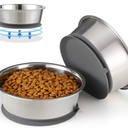 Nicelock Stainless Steel Dog Bowl | Set of 2, Metal Dog Bowls with Suction Base, Rubber Bottom & Premium Material & Easy Clean (Gray-2 Pack)