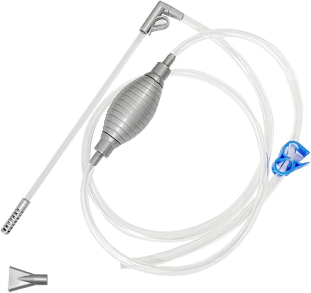 disclean Aquarium Siphon and Water Changer Kit 5.25ft Hose Manual Gravel Vacuum with Air Bulb Flow Valve Duck Bill Head All in One for Freshwater and Saltwater Tanks
