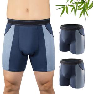 Carer Mens Incontinence Underwear for Bladder Leak Protection 80ML Incontinence Underwear for Men Washable Breathable Leak Proof Underwear for Men Urinary Incontinence Boxer Shorts (2 Blue, XL)