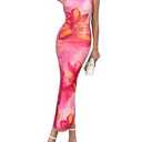 Floerns Women's Halter Neck Sleeveless Backless Bodycon Dress Cocktail Party Maxi Dresses Hot Pink, Large