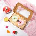 50Pcs DIY Assembly Brown Cookies Boxes, Small Treat Box with Window, BakeryTreat Boxes Packaging for Chocolate Strawberries, Donuts, Cupcakes, Muffins, Dessert (6.77  4.33  1.49 Inches)