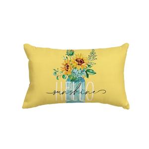 AVOIN colorlife Hello Sunshine Sunflower Eucalyptus Leaves Throw Pillow Cover, 12 x 20 Inch Spring Summer Yellow Cushion Case Decoration for Sofa Couch