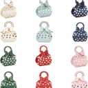 FASHEWELRY 30 Sets Polka Dot Favor Candy Box with Handle Mini Handbag Shape Wedding Party Gift Packing Box with Purse Handbag Feet Mixed Color Unfolded Bags Paper for Baby Shower Birthday
