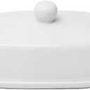 Butter Dishwith Lid for Countertop, Ceramics Butter Keeper Holder With Airtight Cover,Butter Container for Counter or Fridge, White Butter Holder