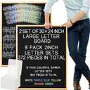 BBTO Large Felt Letter Board Sign 24 x 30 Inch, Changeable Letter Board with Boxes, Large Felt Menu for Restaurant Announcements, Restaurant Menus(2 Pcs,Black)