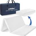 Criblike Trifold Pack and Play Mattress, Waterproof Playpen Mattress, Portable Crib Mattress Topper, with Soft Washable Cover, 38’’x26’’x1’’