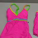 Women's Summer Two Pieces Swimsuit Contrast Trim Tankini Bathing Suits With Skirt Beachwear, M
