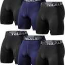 TELALEO 6 or 5 Pack Compression Shorts for Men Spandex Sport Shorts Athletic Workout Running Performance Baselayer Underwear (6 Pack Black/Navy Blue)