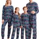 Ekouaer Family Christmas Pajamas Matching Sets Long Sleeve Holiday Pjs Sleepwear 2 Piece Lounge Sets S-XXL (Blue, S)