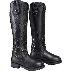 Milwaukee Leather MBL9371 Women's Black 18-Inch Leather Studded and Riveted Western Style Motorcycle Boots - 7.5