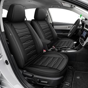 AOMSAZTO Corolla Car Seat Covers Full Set Custom Fit for Toyota Corolla 2014 2015 2016 2017 2018 2019 LE,SE,XSE,L,XLE,S,S Plus Faux Leather Seat Covers with Steering Wheel Cover (5 Seats,Black)