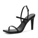 Women's Strappy High Heeled Sandals Open Toe Ankle Strap heels Comfy Weddings Shoes,EMMA-Black Size 7.5