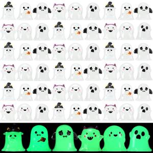 72 Pcs Halloween Mini Resin Figurines Luminous Ghost Miniature Figurines Cute Ghost Ornament Glow in Dark for Halloween Garden Decoration Crafts(Classic Style)