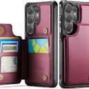 Vinich for Samsung Galaxy S26 Ultra Wallet Case with Card Holder, RFID Blocking Credit Slots Kickstand Shockproof Phone Cover for Women Men, Wine Red