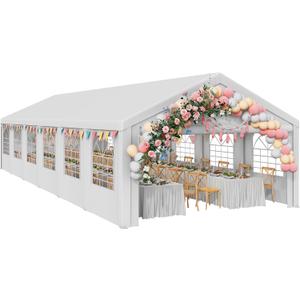 YITAHOME 20x40FT Party Tent Heavy Duty Wedding Tent Event Shelters Outdoor Canopy Upgraded Galvanized Steel Carport with Removable Sidewall Windows for Commercial and Parties (White)