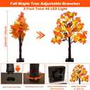 2 Pack 24 Inch Prelit Fall Maple Tree Decorations with 48 LEDs Timer Fall Battery Operated Lighted Artificial Pumpkin Acorn Light Up Maple Tree for Thanksgiving Harvest Table Home Indoor Decor (Classic Style 3)