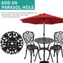 3-Piece Outdoor Bistro Set Cast Aluminum Patio bar Set with Umbrella Hole, Balcony, Backyard(Black, Butterfly)