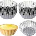 ISKYBOB 20 Pack Egg Tart Pans, 2.4 x 0.8in Mini Metal Cupcake Pans Pie Cookie Muffin Tins Reusable Baking Mold Cups