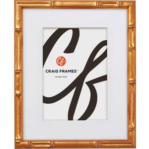 Craig Frames Faux Bamboo, 16x20 Picture Frame Matted for an 11x14 Photo, Vintage Gold