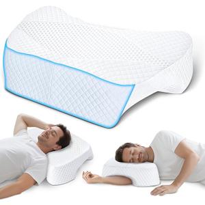 SAHEYER Side Sleeper Pillow with Arm Hole, Upgraded Shoulder Relief System for Neck Pain, Multi-Angle Memory Foam Pillow for Adults Side, Back and Stomach Sleeper Pressure-Free Sleep(White)