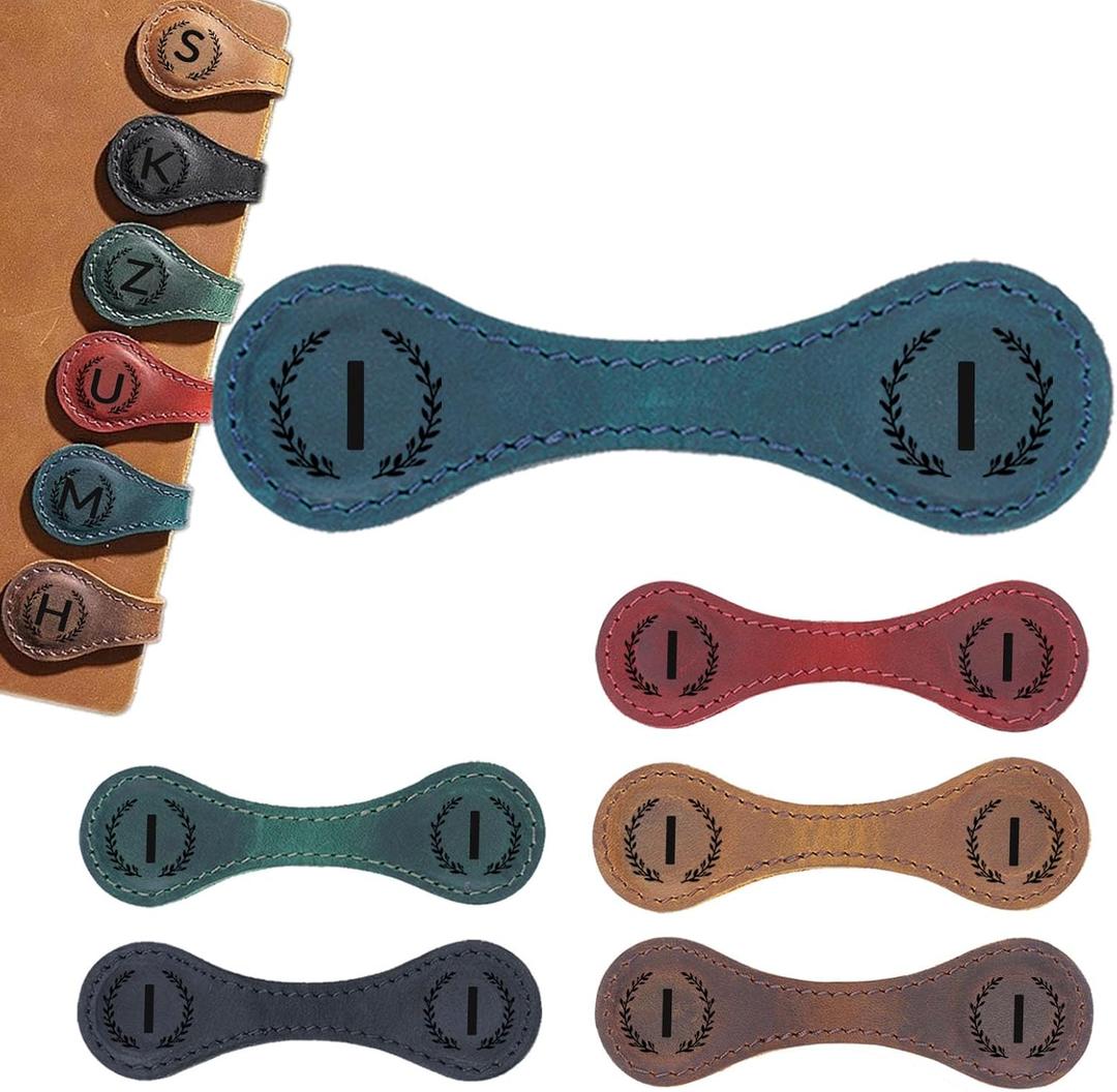 Magnetic Leather Bookmark with 26 Initial for Reading Women,Personalized Magnet Book Marks Gifts for Men,Book Lovers