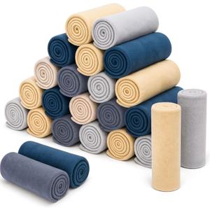 Macarrie 30 Pcs Fleece Blankets Bulk 50 x 60 Inch Soft Fleece Throw Blankets Warm Lightweight for Home Office Wedding Guest Gift Spring Outdoor Camping Travel Homeless Pet Lap Sofa Bed (Morandi Color)