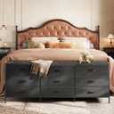 Huuger 63 Inch Dresser for Bedroom, Dresser for Closet with 9 Fabric Drawers, Large TV Stand for 55, 65, 70 Inch TV, Entertainment Center with Storage, Wide Long Chest of Drawers, Black, 13.8"D x 63"W x 26.8"H