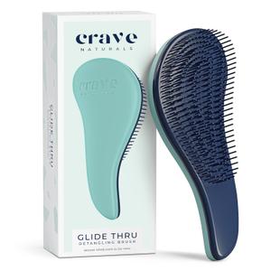 Crave Naturals Glide Thru Detangling Hairbrush that Glides Through Tangles For Wet, Dry and Damaged Hair - Gentle Detangler Styling Tool for Adults, Kids, Men and Women - 7.5 x 3 in, Turquoise