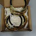 3PCS Gold Hair Ties, Metal Hair Ties for Thick Hair, Elegant Durable Geometric Design, Gold Hair Accessories Stretchy and Non-Damage Ponytail Cuff Holders, 3 Styles in Box Holiday Gifts (Gold Set 01)